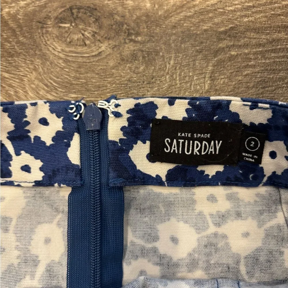 Kate Spade Saturday Women’s Blue White Floral Mini Skirt Size 2